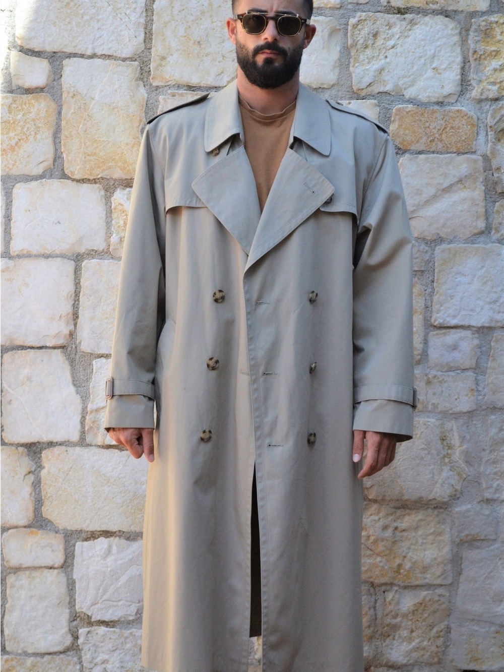 Vintage Westbury | Belted Double Breasted Trench Coat | Taupe | Size 56